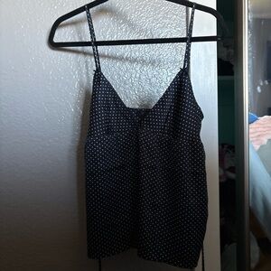 Black and White Polka Dot Camisole Sleeveless Top